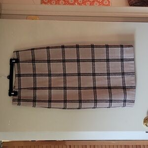 Plaid neutral midi skirt